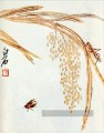 Qi Baishi fouettant le riz et les sauterelles encre de Chine ancienne